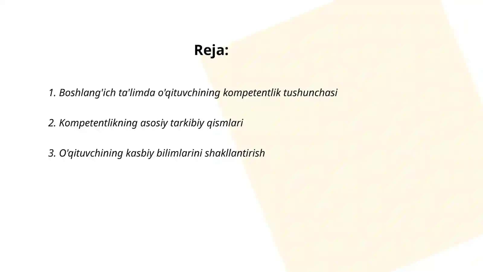 Boshlang'ich ta'lim o'qituvchisining kompetentligi fanining maqsadi, vazifalari va predmeti 2
