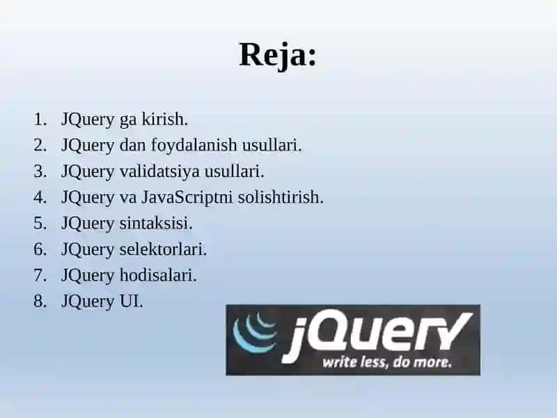 JQUERY UI da formalar bilan ishlash,validatsiya usullari,amaliy ko’rsatmalar 2