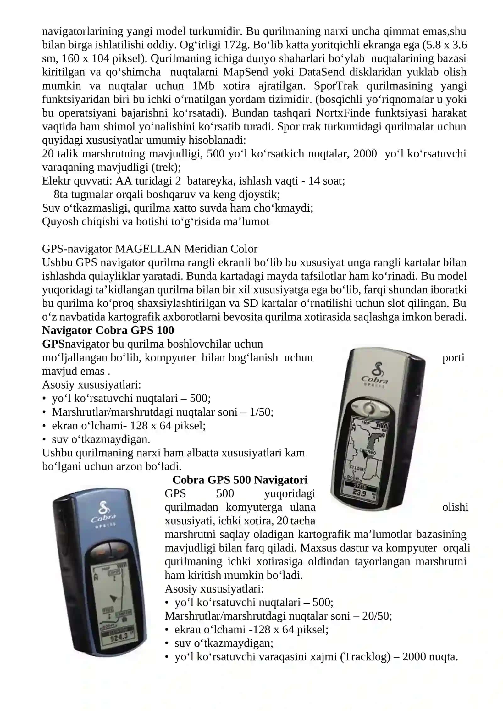 GPS-priyomniklar to'g'risida ma'lumotlar 2
