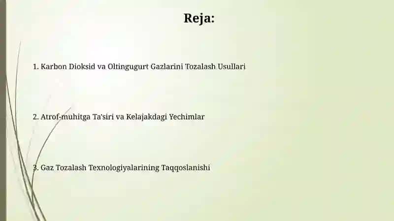 Karbon Dioksid va Oltingugurt Gazlarini Tozalash Usullari 2