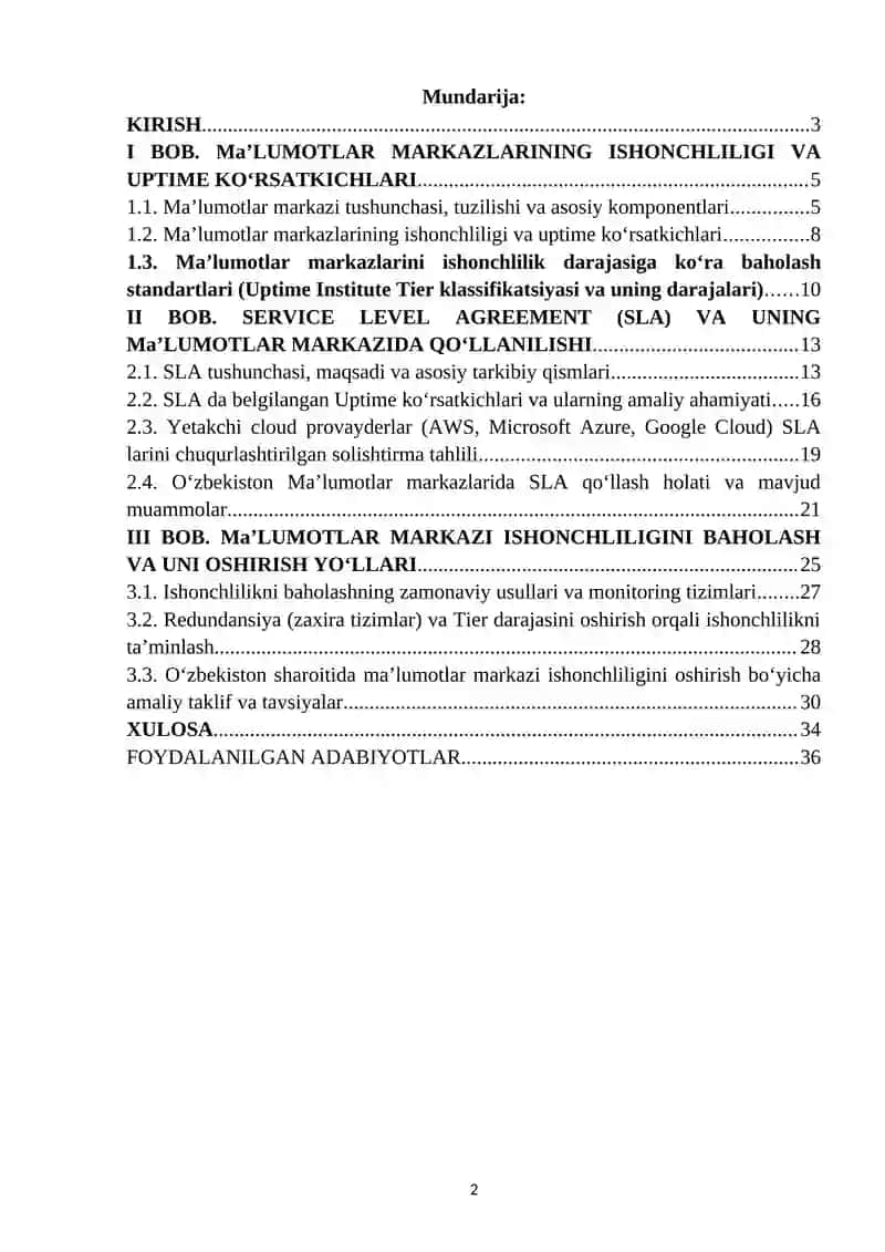 "BULUTLI HISOBLASH" FANIDAN KURS ISHI 2