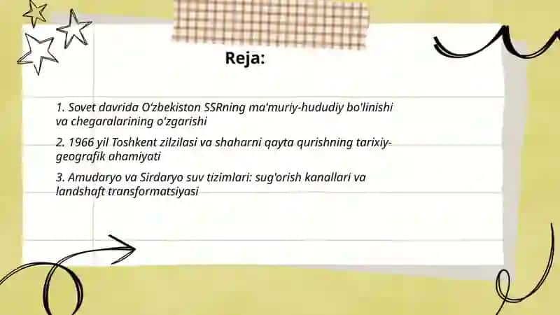 Sovet davrida O‘zbekiston SSRning tarixiy geografiyasi 2