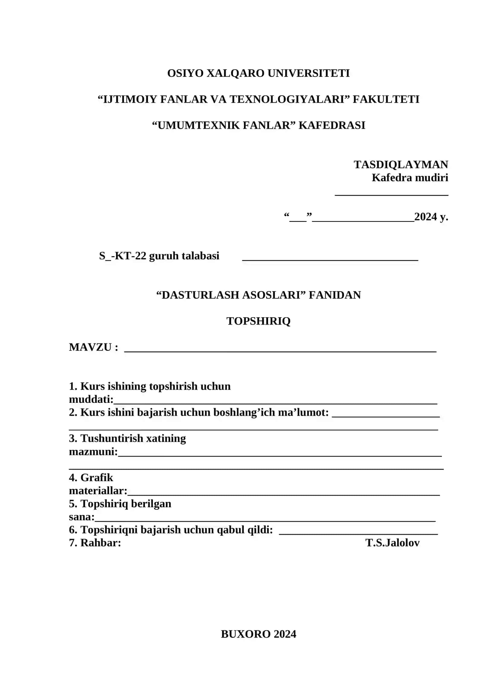 Dasturlash Asoslari Kurs Ishi 2