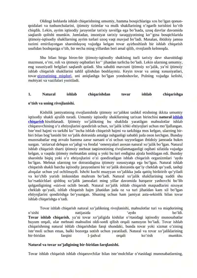 Tovar iqtisodiy mazmuni va uning xususiyatlari 2