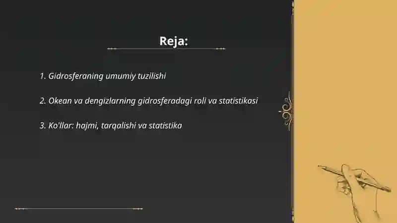 Gidrosferaning tuzilishi va statistikasi 2