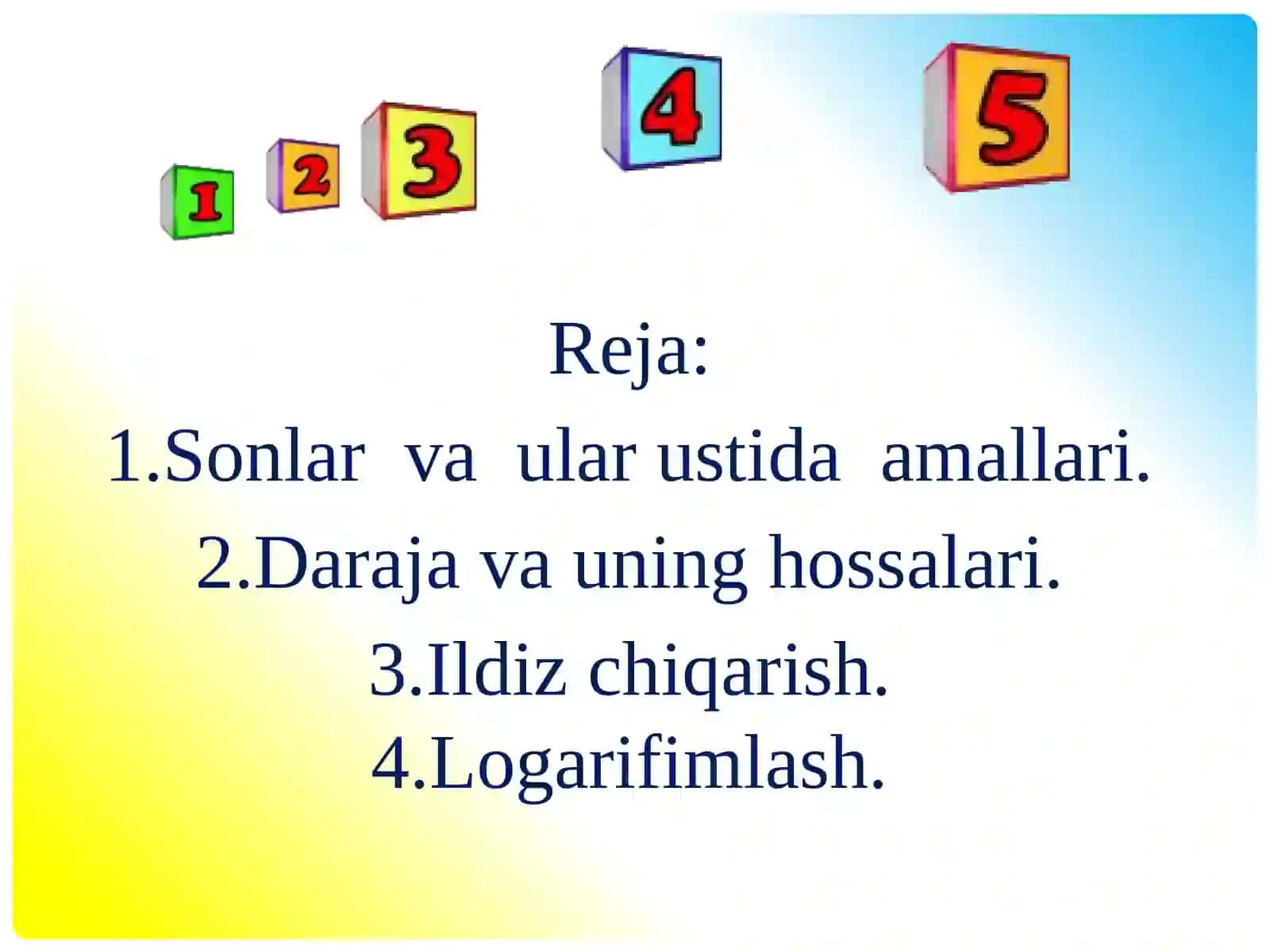 Sonlar, sonlar bilan turli hisoblash amallarini bajarish 2