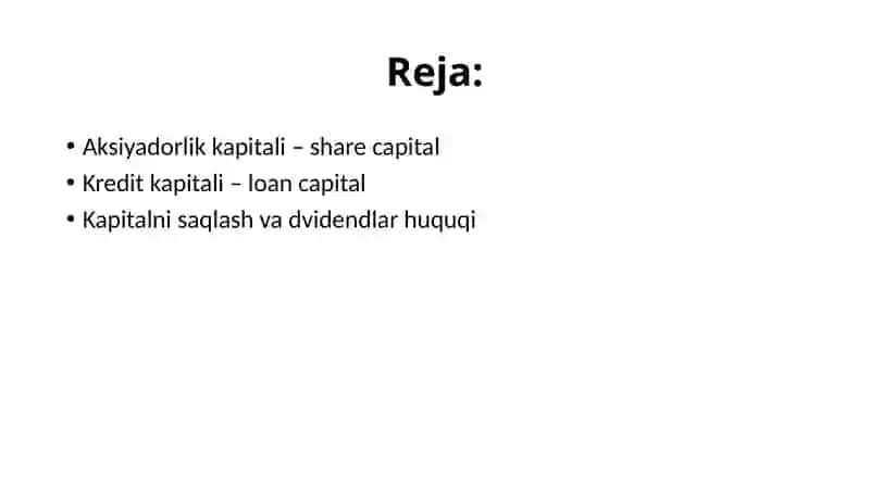 Kapital va kompaniyanimoliyalashtirish 2