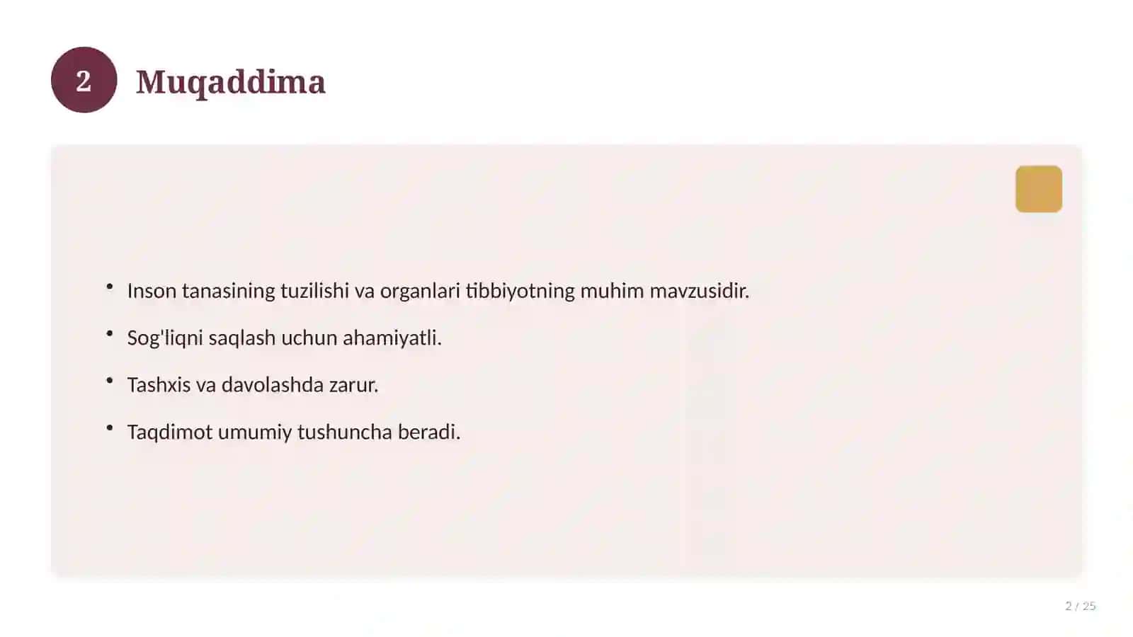 Inson tanasining tuzilishi va organlari 2