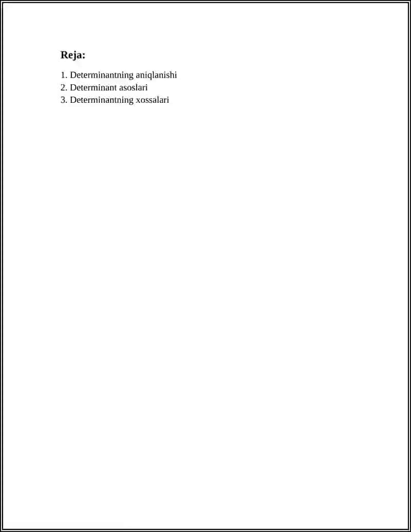 DETERMINANTLAR NAZARIYASI 2