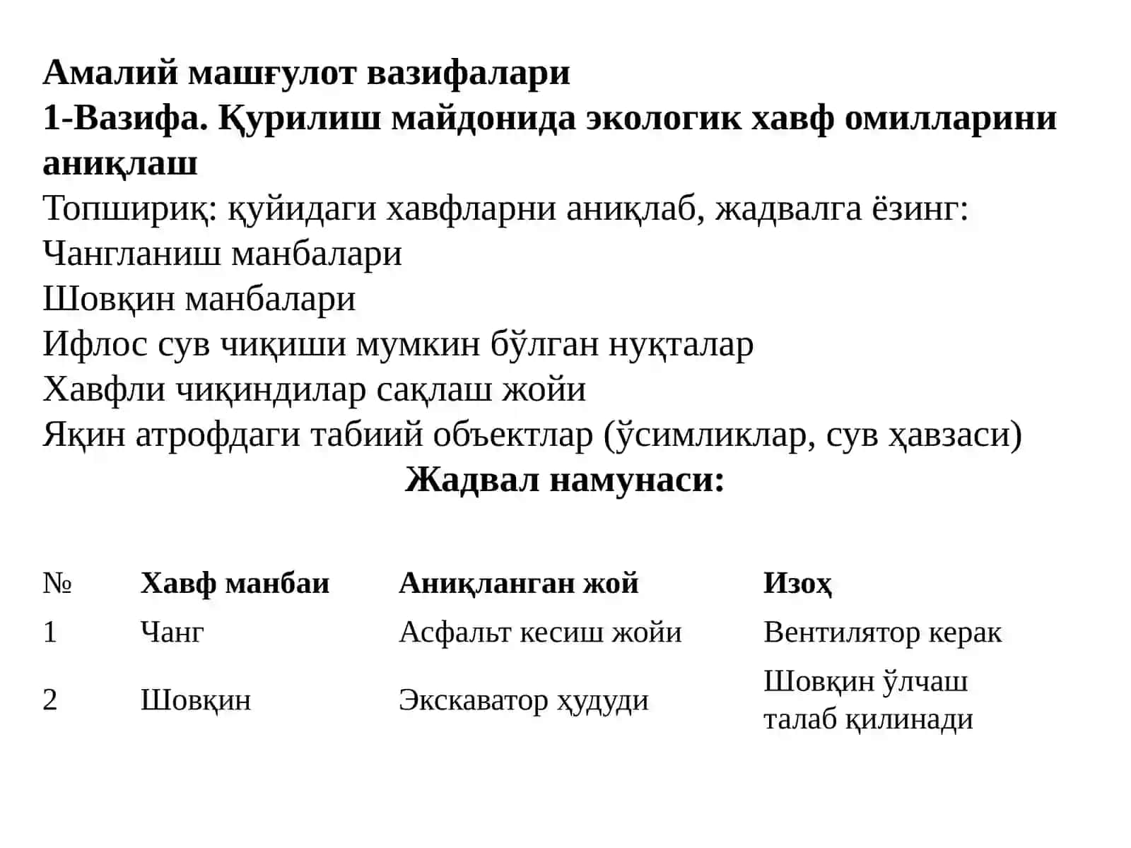 Қурилишнинг экологик кузатуви 2