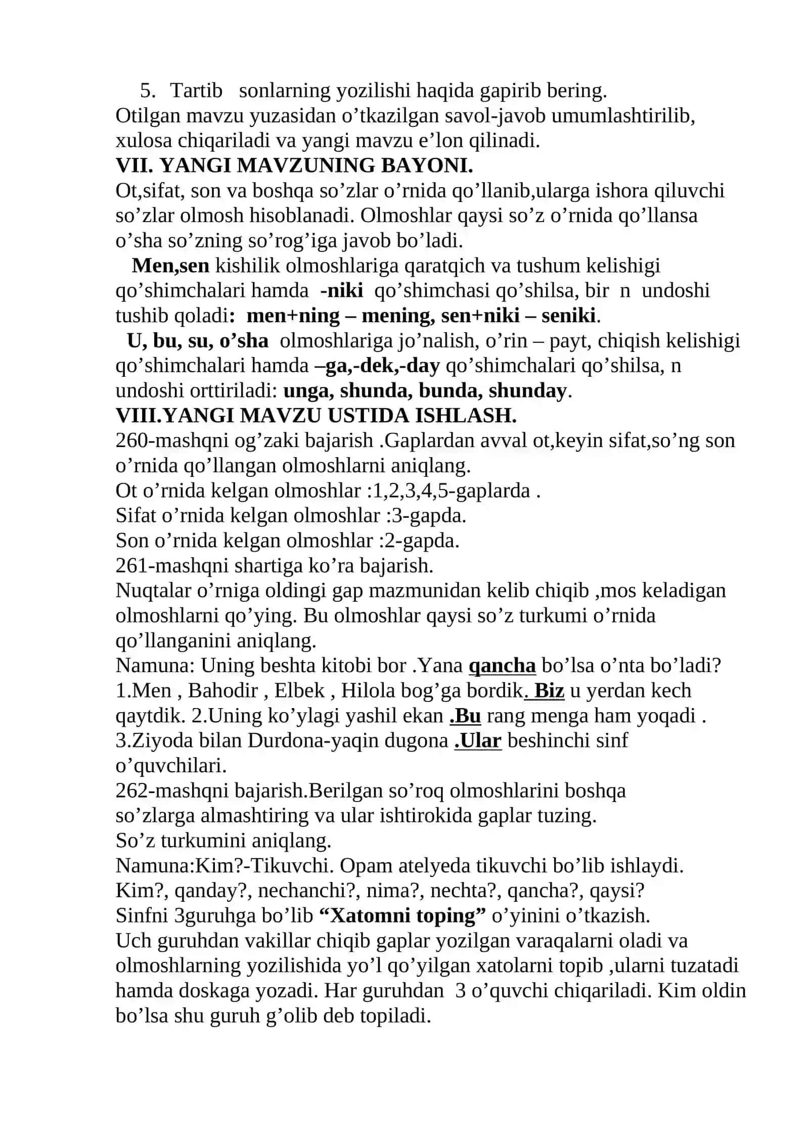 MAVZU. Olmoshlar va ularning yozilishi 2