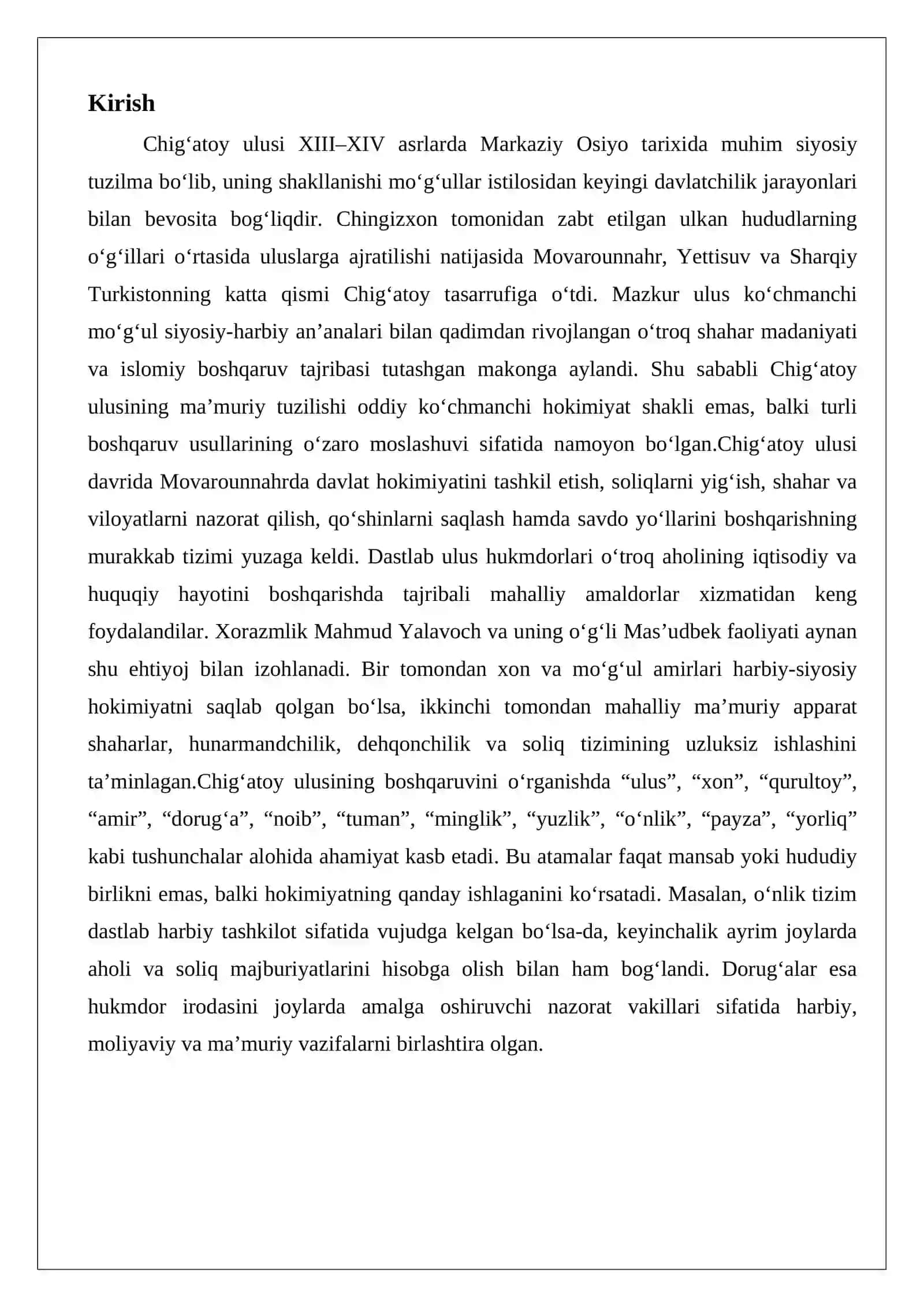 Chig‘atoy ulusining tashkil topishi va siyosiy-hududiy asoslari 2