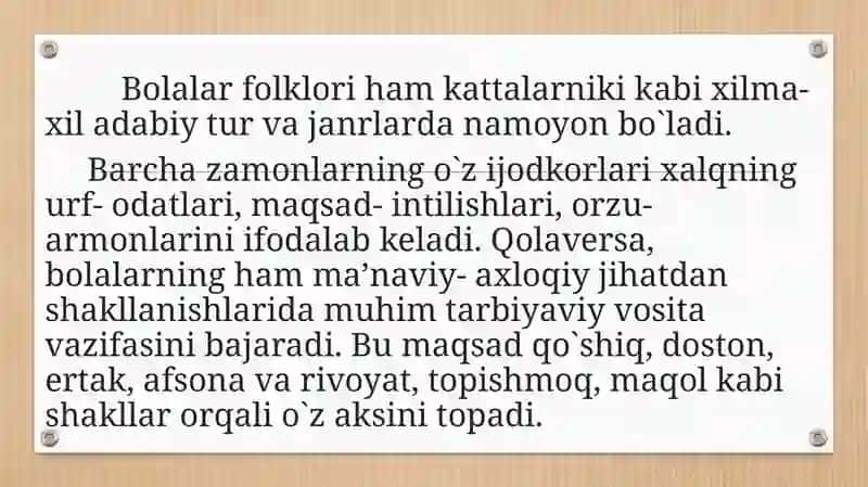 Bolalar Folklori va Mumtoz Adabiyot Namunlari 2