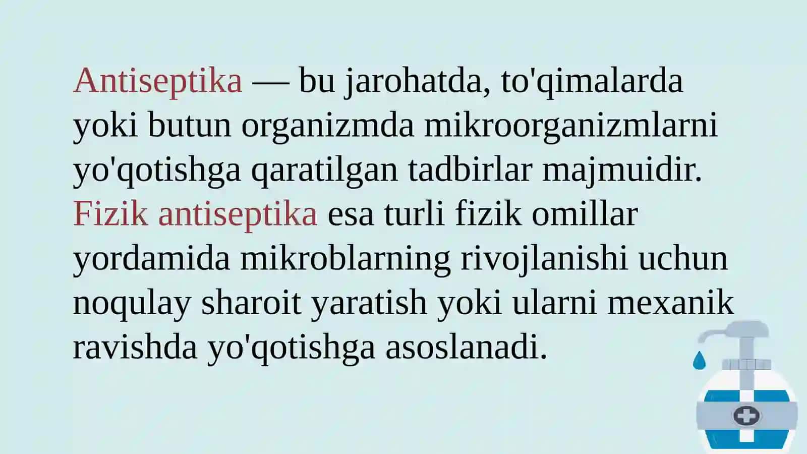 Zamonaviy fizika antiseptika usullari 2