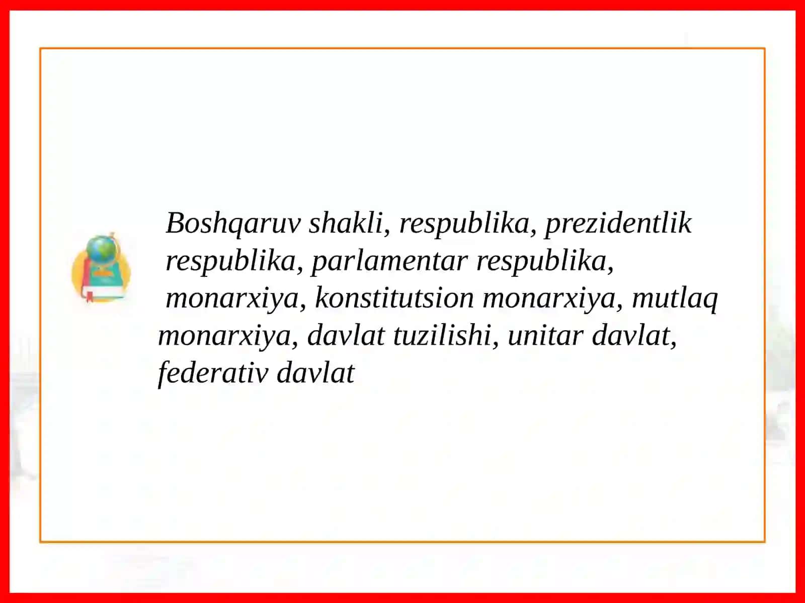 Mamlakatlarning boshqaruv shakli va davlat tuzilishi 2
