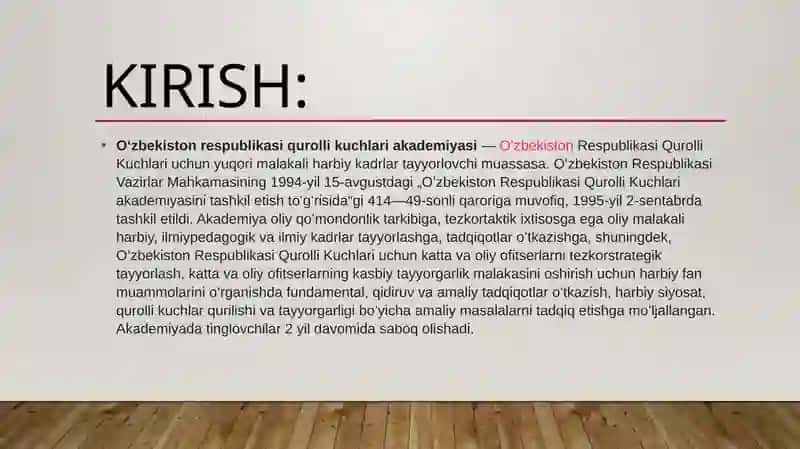 Oʻzbekiston Respublikasi Qurolli Kuchlari Akademiyasi 2