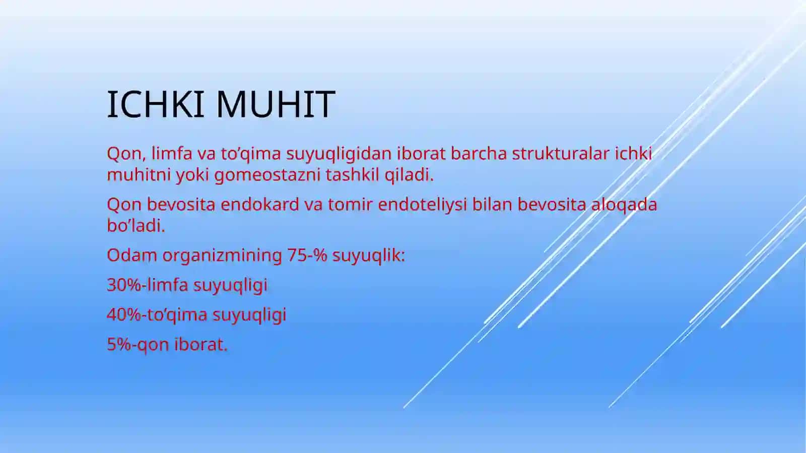Ichki muhit - Qon biologiyasi 2
