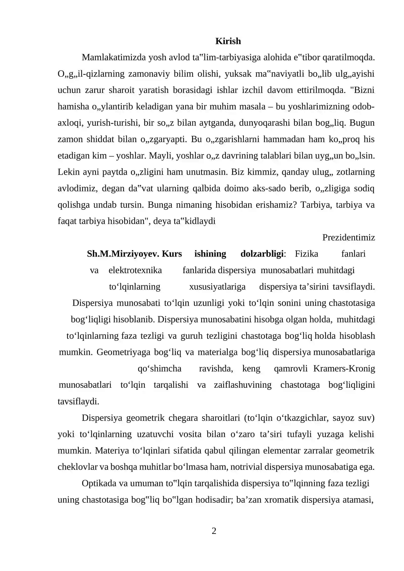 YORUG'LIK DISPERSIYASINING KLASSIK NAZARIYASI 2