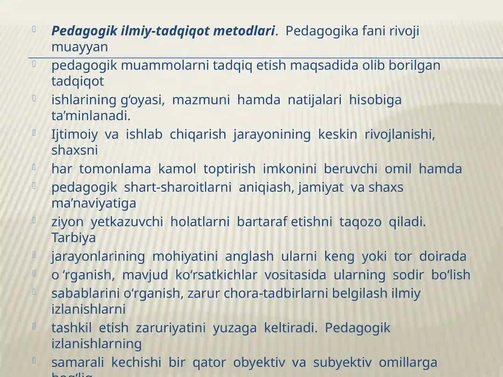Pedagokikaning tadqiqot metodlari va uning asosiy kategoriyalari 2
