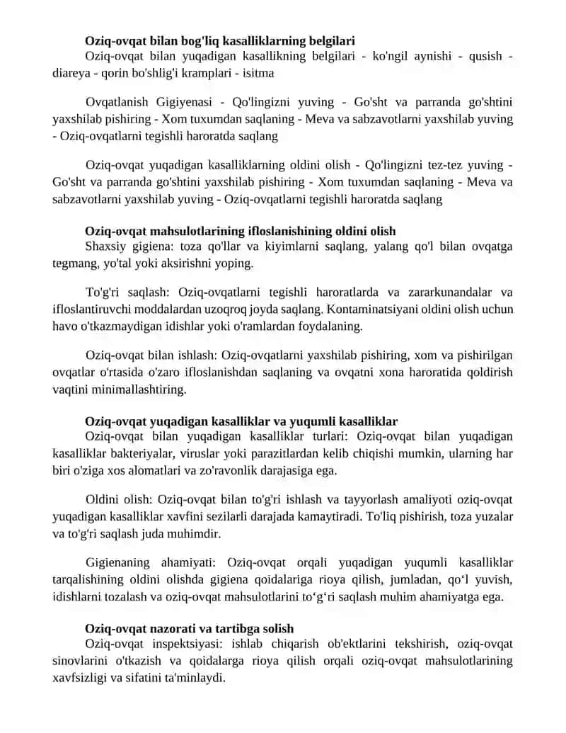 Ovqatlanish Gigiyenasi 2