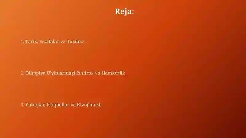 O'zbekiston Milliy Olimpiya Qo'mitasi: Tarixi va Rivojlanishi 2
