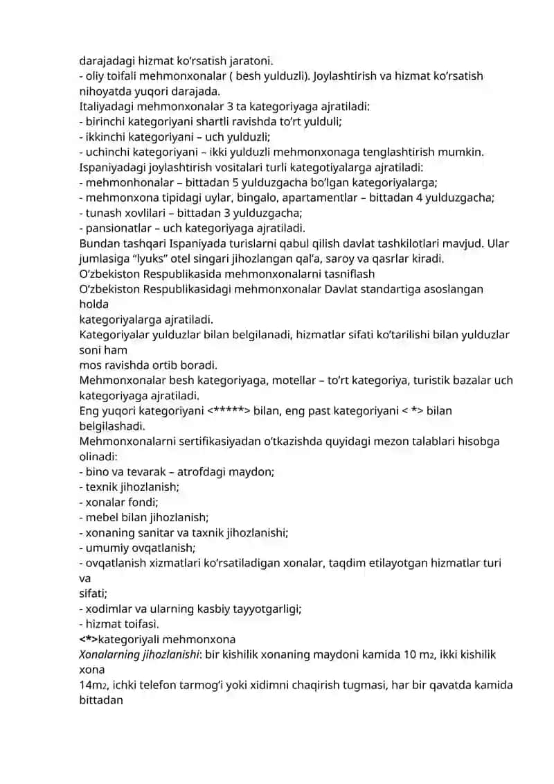 Mehmonxona tasniflash tizimi 2