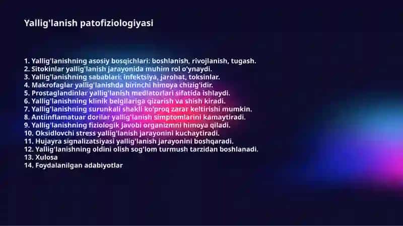 Yallig'lanish patofiziologiyasi 2