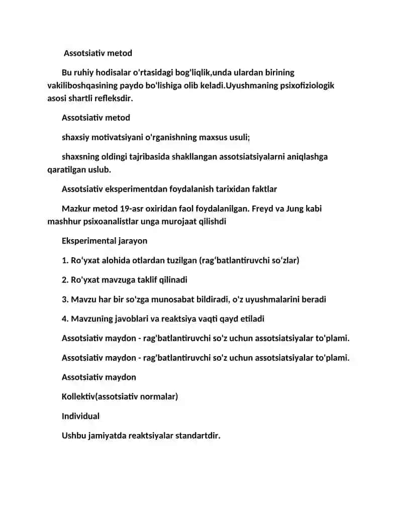 Assotsiativ Metod 2