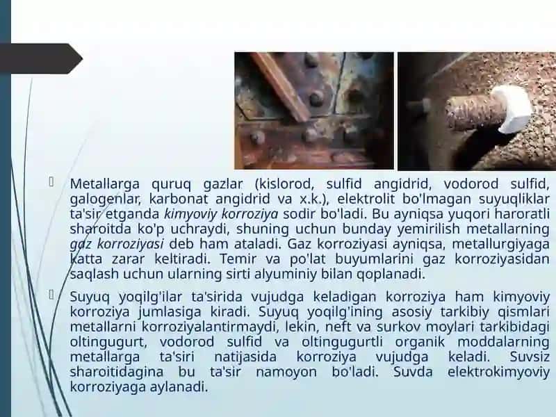 Metallar korroziyasi haqida tushuncha 2
