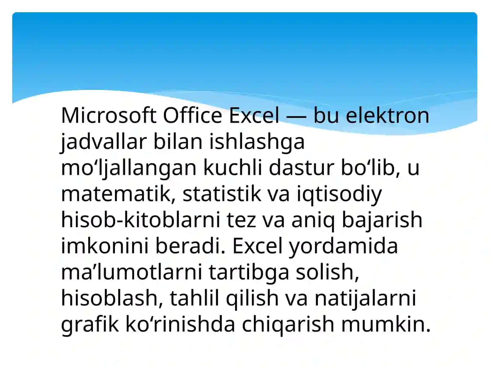 Microsoft Office Exceldajadvallartuzishvaformulalaryordamidamatematikmasalalarniyechish.Iqtisodiyfunksiyalar 2