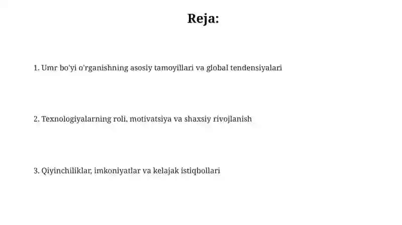 Umr bo'yi o'rganishning asosiy tamoyillari 2