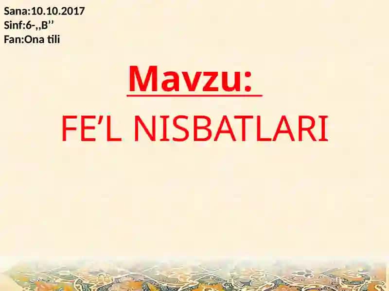 FE’L NISBATLARI 2