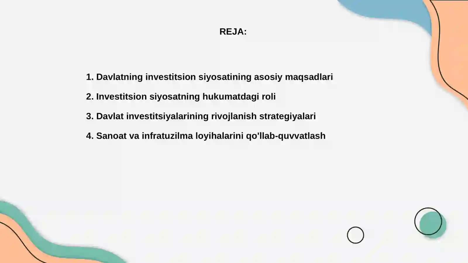 Davlatning investitsion siyosati 2