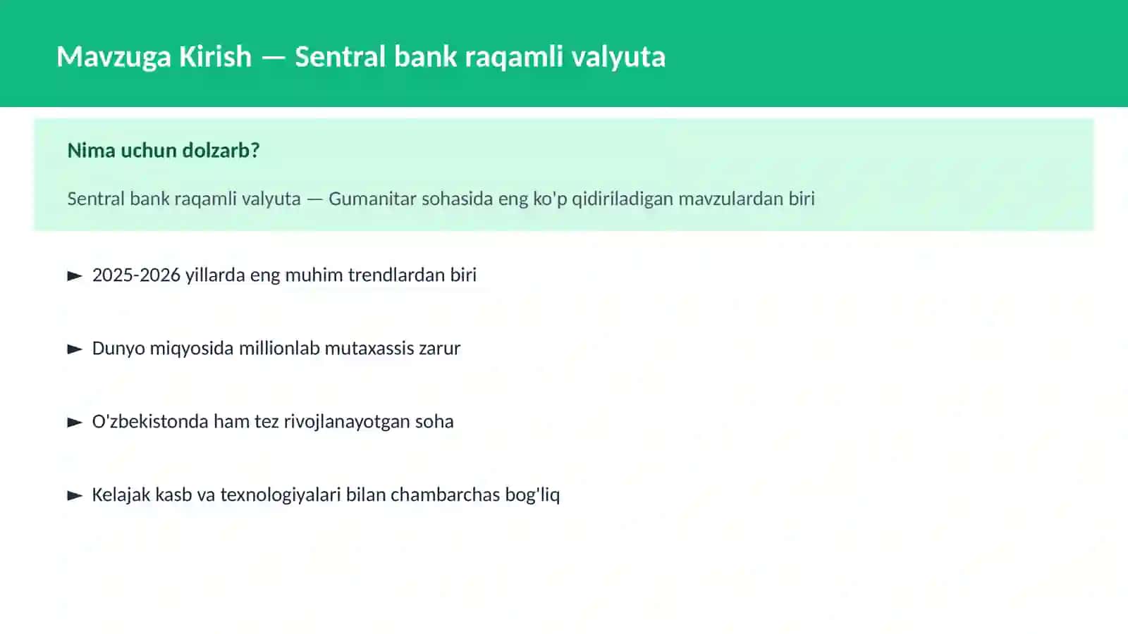 Sentral bank raqamli valyuta 2