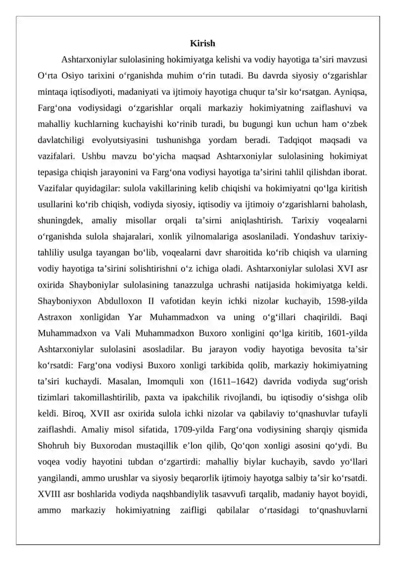 Ashtarxoniylar hokimiyatga kelishi va vodiy hayotiga ta’siri 2
