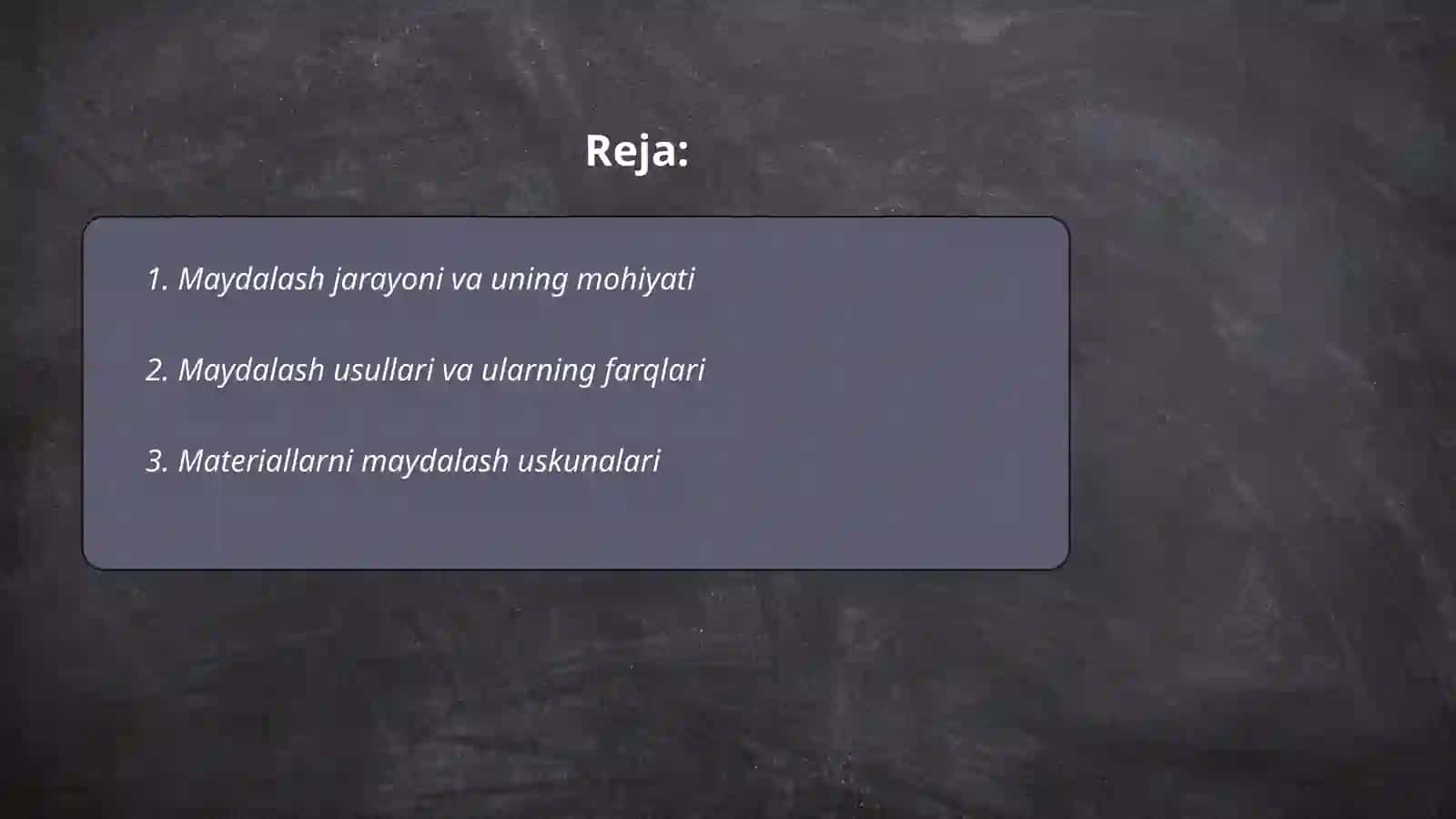 Materiallarni maydalash nazariyasi 2