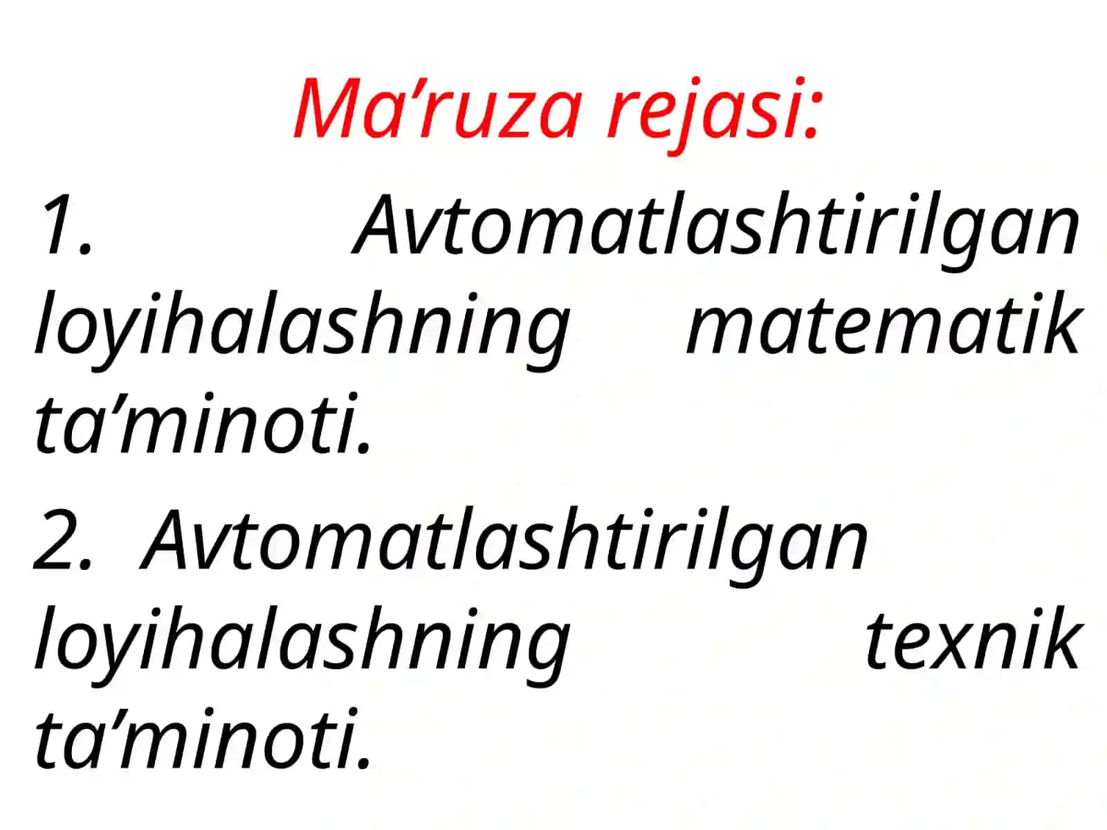 Avtomatlashtirilgan loyihalashning matematik ta’minoti 2