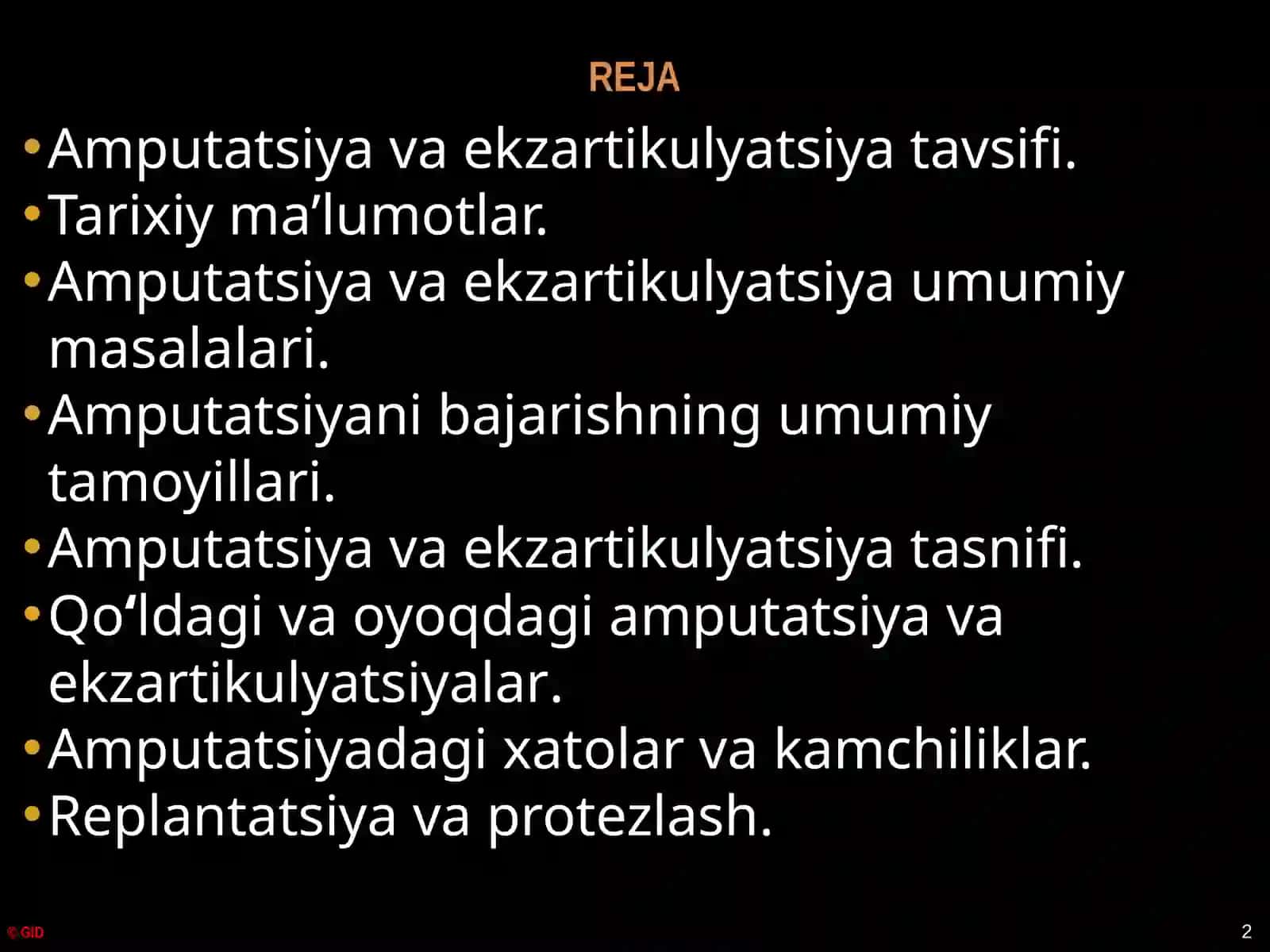 AMPUTATSIYA, EKZARTIKULYATSIYA 2