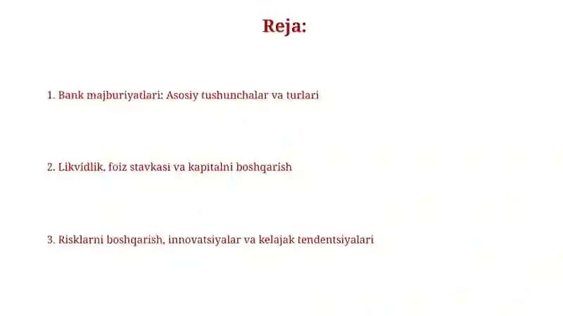 Bank passivlarini boshqarish 2