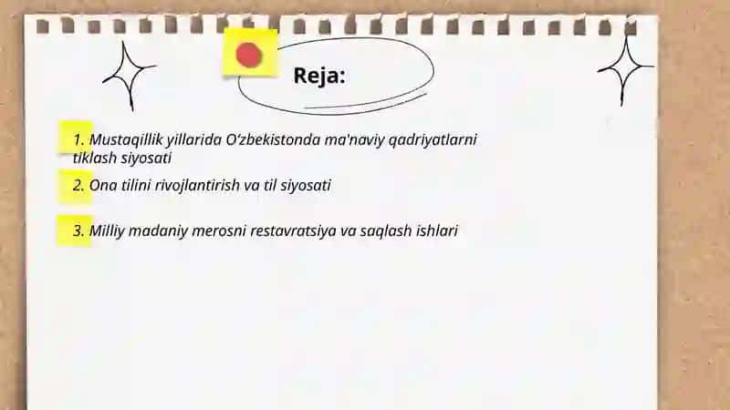 Mustaqillik yillarida Oʻzbekistondagi ma'naviy va madaniy taraqqiyot 2