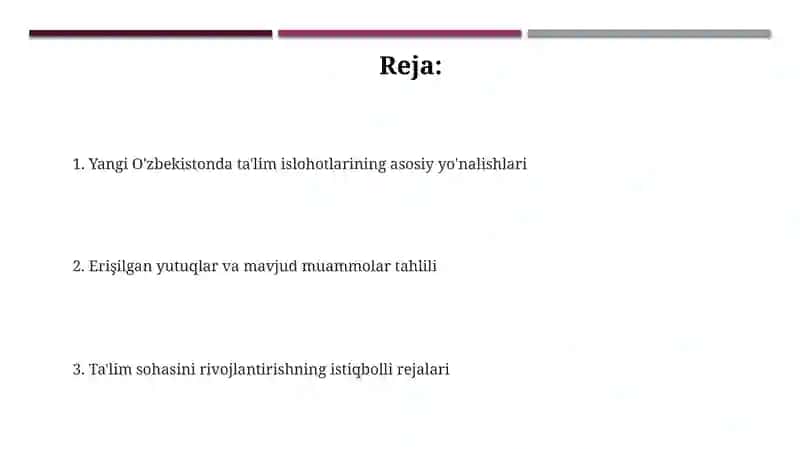Ta'lim sohasidagi islohotlarning asosiy yo'nalishlari 2