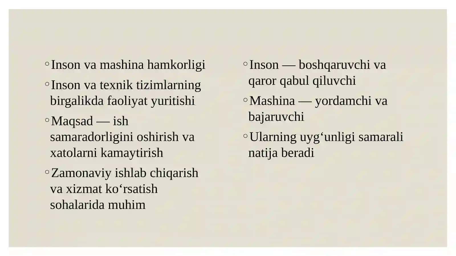 Inson va mashina hamkorligi 2