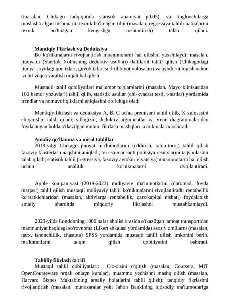 Mustaqil tahlil qilish koʻnikmalarini egallash 2