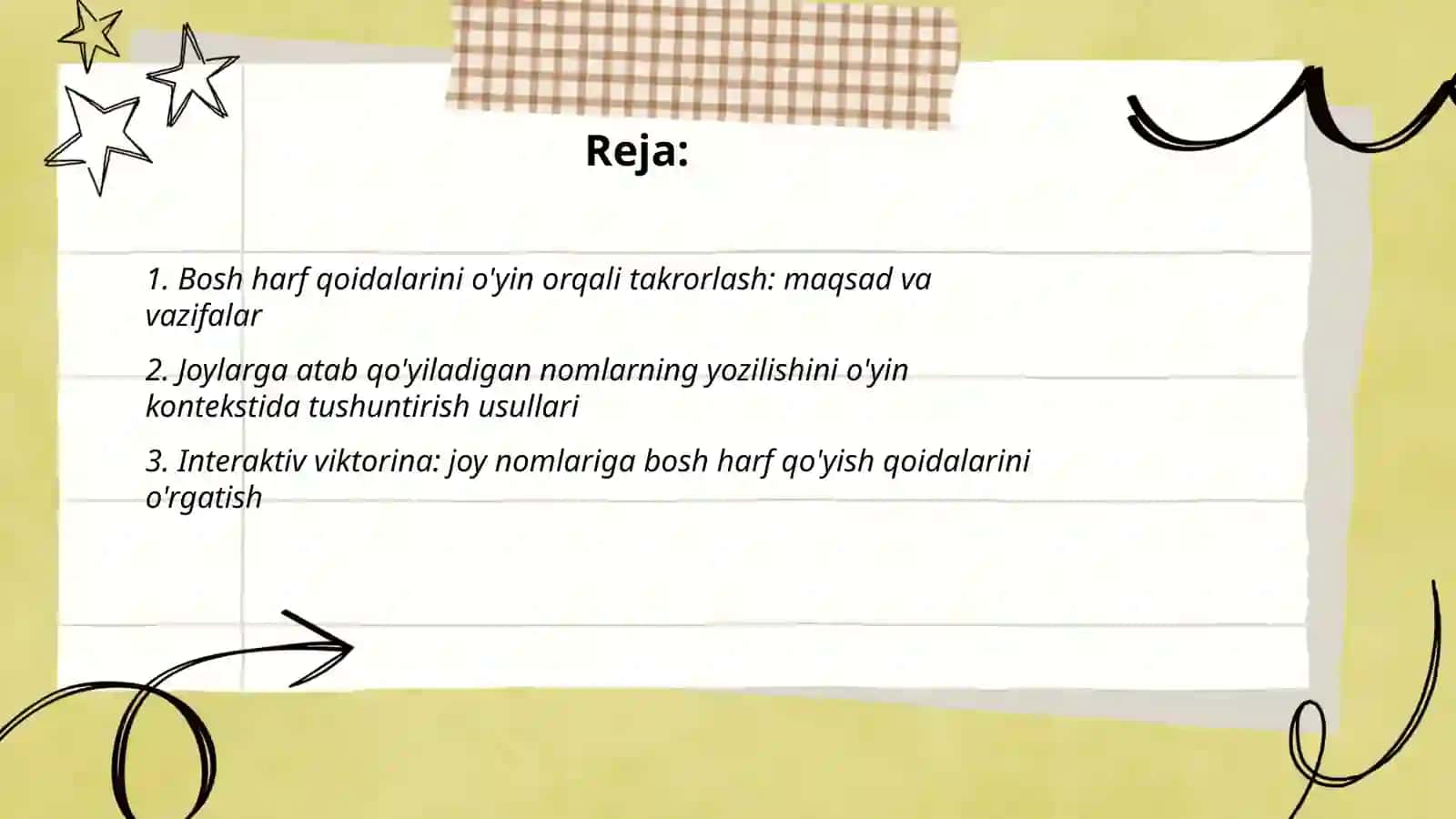 Bosh harf. Joylarga atab qo'yiladigan nomlarning yozilishi 2