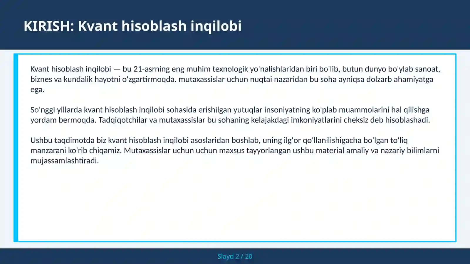 KVANT HISOBLASH INQILOBI 2