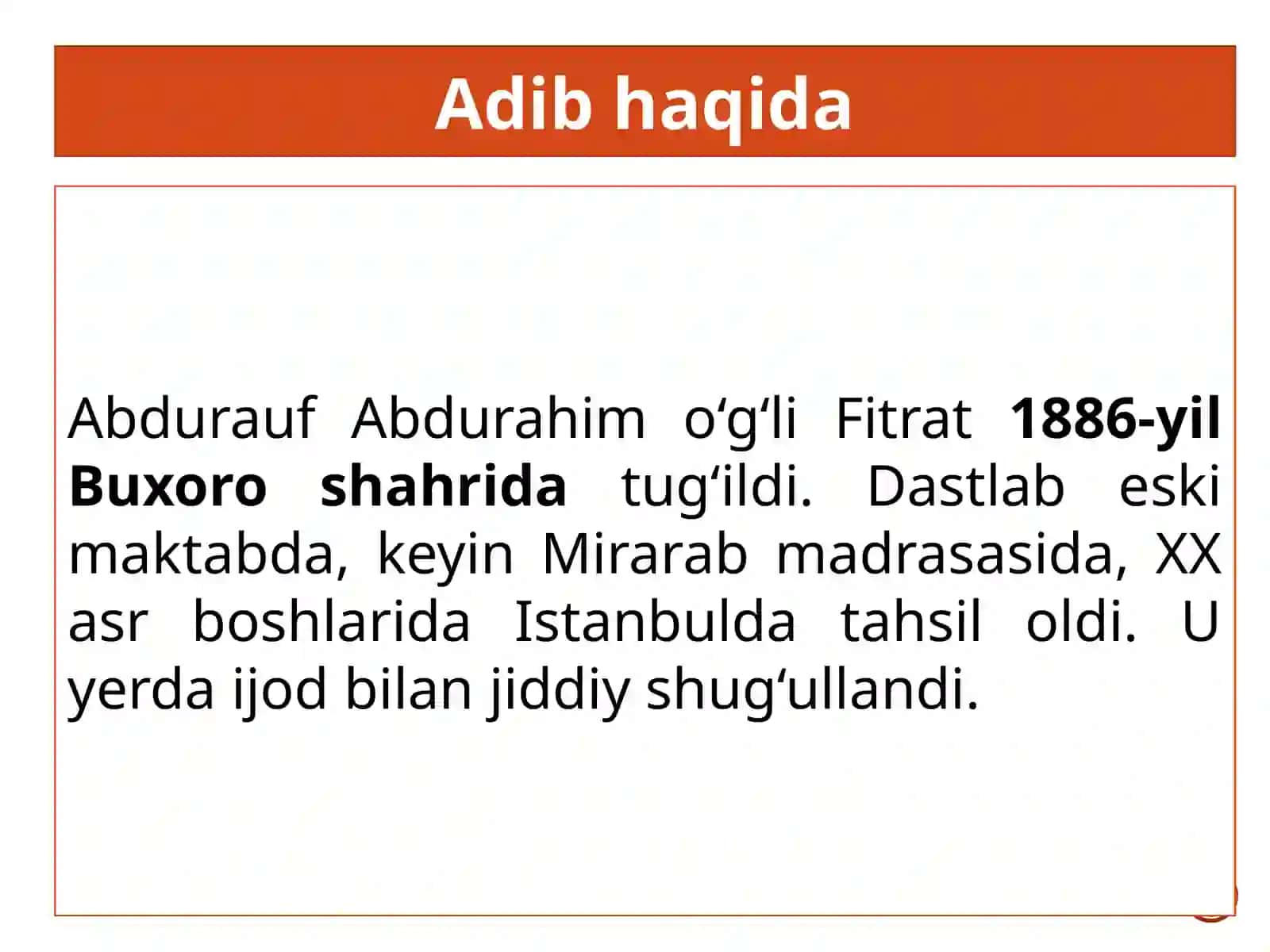 Abdurauf Fitrat hayoti va ijodi. “Abulfayzxon” dramasi 2