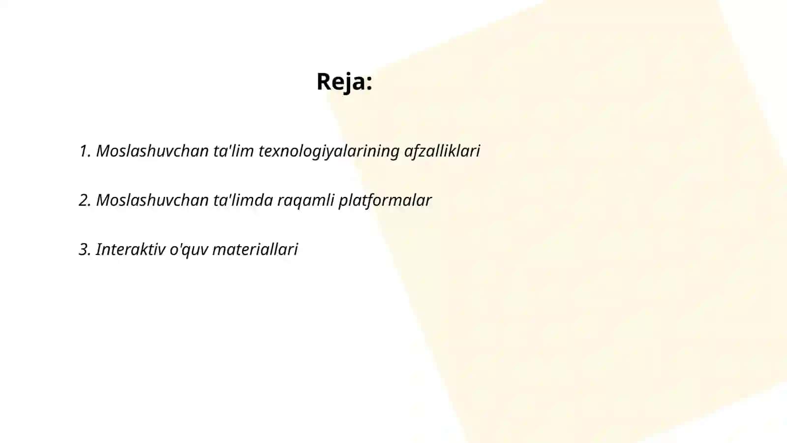 Moslashuvchan ta'lim texnologiyalari 2