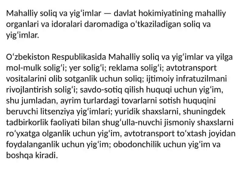 Mahalliy soliq va yigʻimlar 2