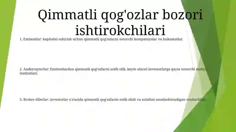 Fond Birjalari,Fond Bozori Va Uning Ishtirokchilari 2