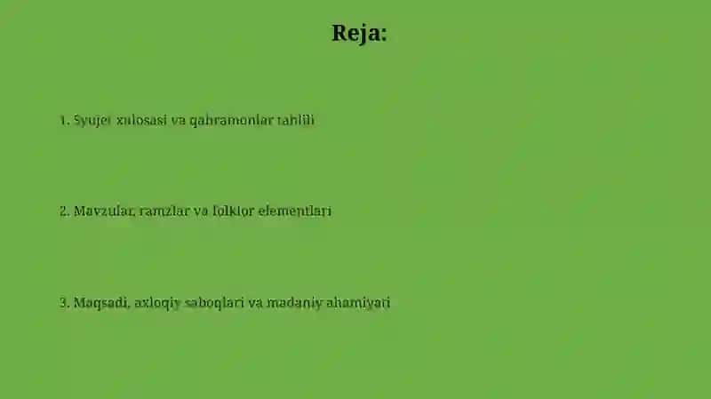 Uch ogʻayni botirlar ertagi tahlili 2